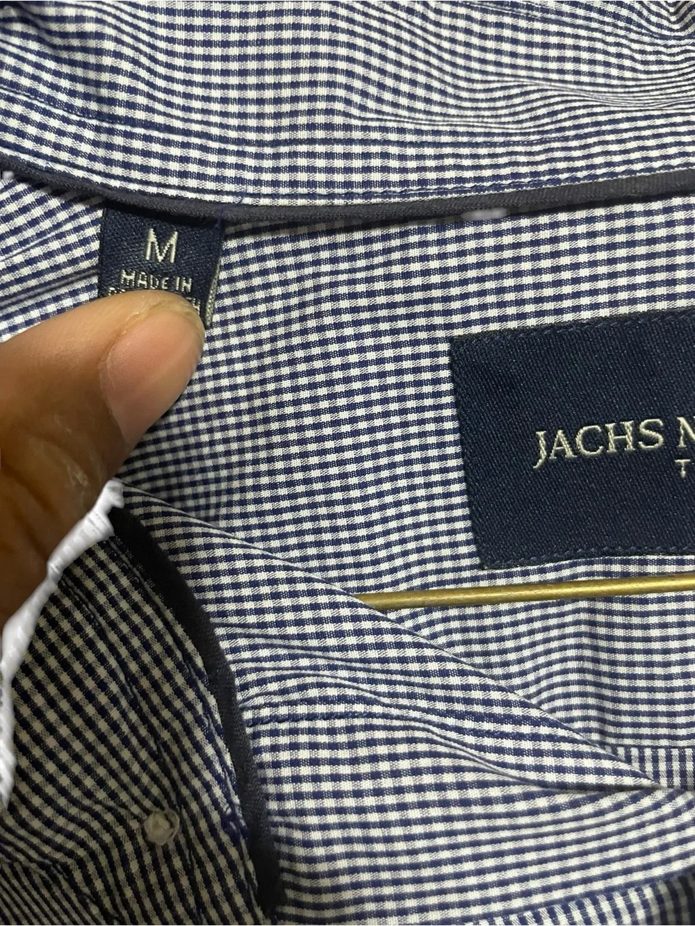 Jachs Men's Blue Micro-Check Dress Shirt